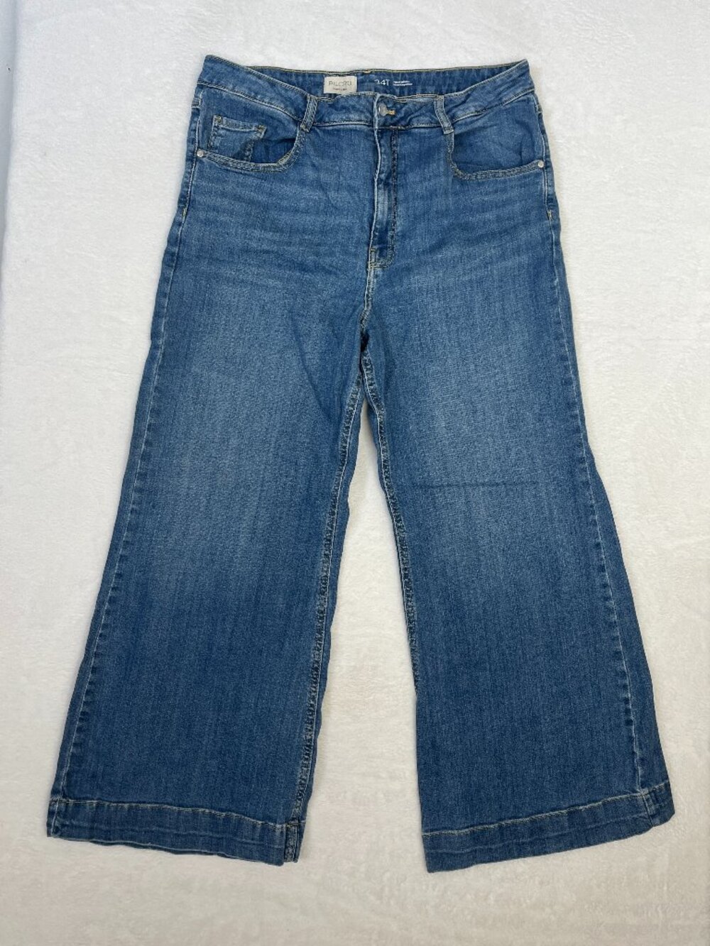 PILCRO Anthropologie sz 34Tall Wide Leg Med Wash Denim Boho Classic Preppy